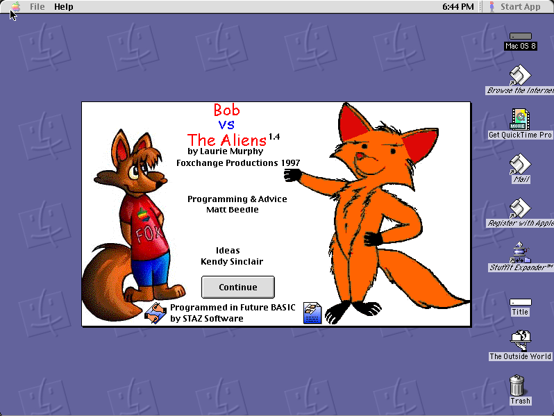 BOB vs The Aliens running in the browser