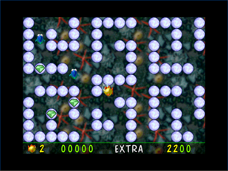 Screenshot of Bubble Trouble (Ambrosia Software, 1996) running on an emulated Power Macintosh 9500