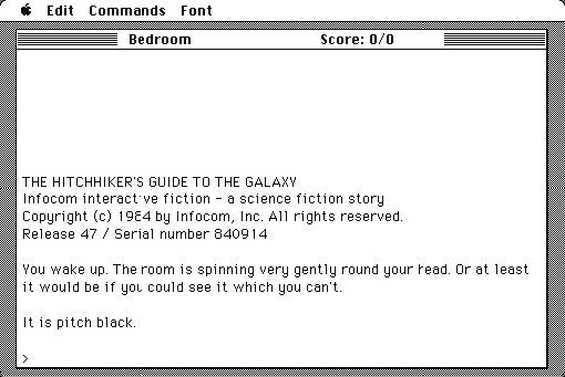 The Hitchhiker's Guide to the Galaxy running in the browser