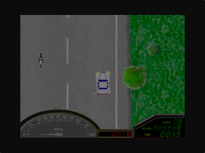 Screenshot of Reckless Drivin' (Jonas Echterhoff, 2000) running on an emulated Power Macintosh 9500