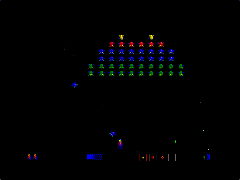 Screenshot of Swoop (Ambrosia Software, 1995) running on an emulated Power Macintosh 9500